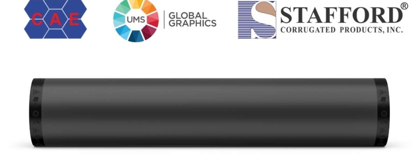 CAE, UMS Global Graphics, Stafford Corrugated Products logos and anilox roll.